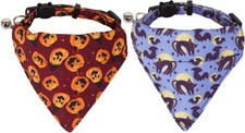 Halloween Cat Collar Breakaway, Pumpkin Cat Bandana Collar, 2 Pack