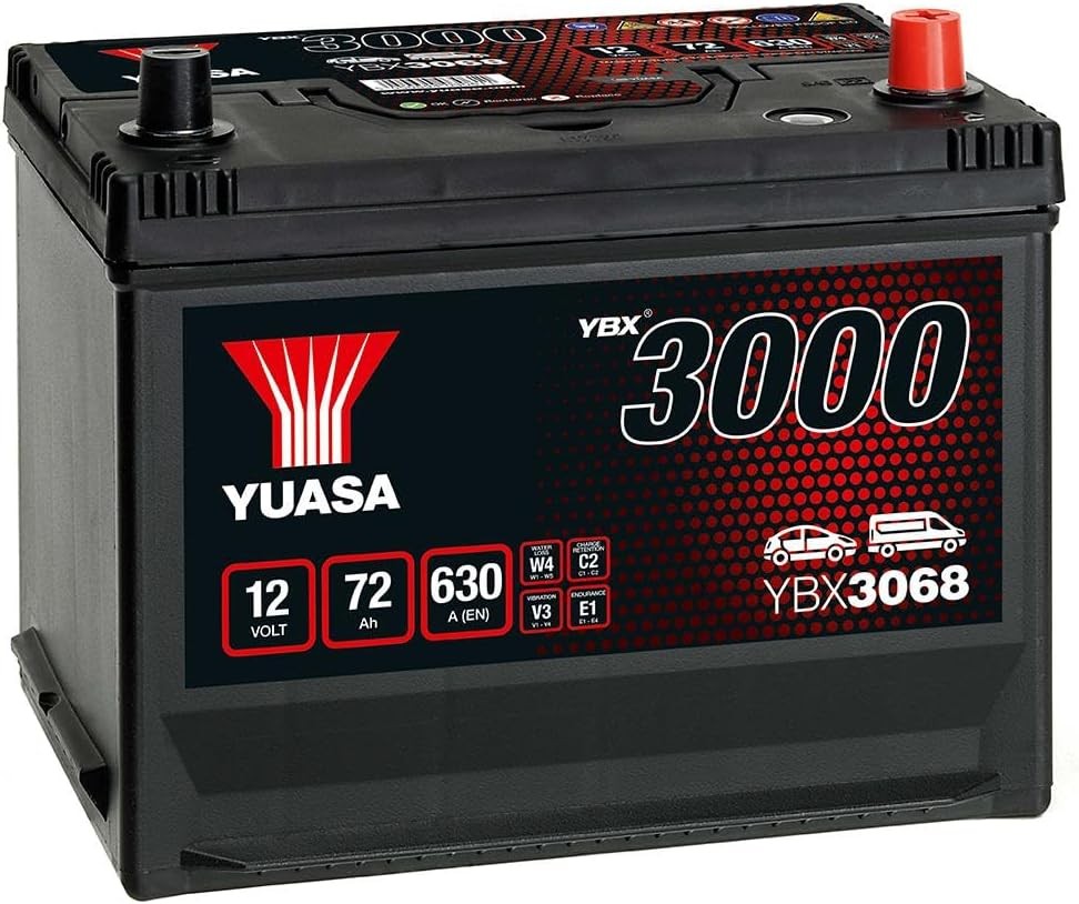 Yuasa YBX3068 12V 72Ah 630CCA Sealed Maintenance Free High Performance Car Batt