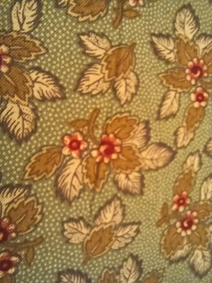Folk Art Christmas II for Moda Cotton Fabric Olive Green w Leaves Red Flowers - Image 4 of 4