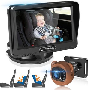 Cámara Coche Bebé 1080P, 4.3'' HD Espejo Asiento Trasero Bebé Monitor 150° Gran Angular, N