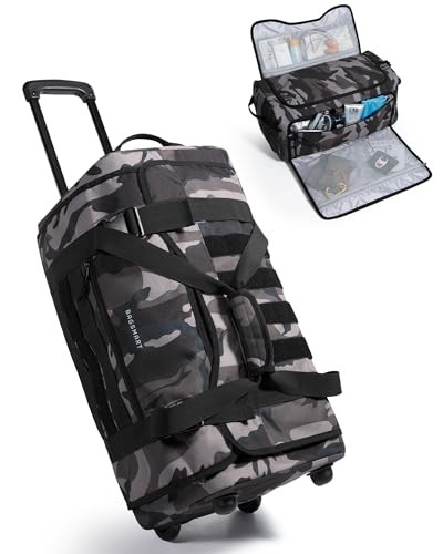  Rolling Duffle Bag with Wheels, Tactical Carry on Luggage, 