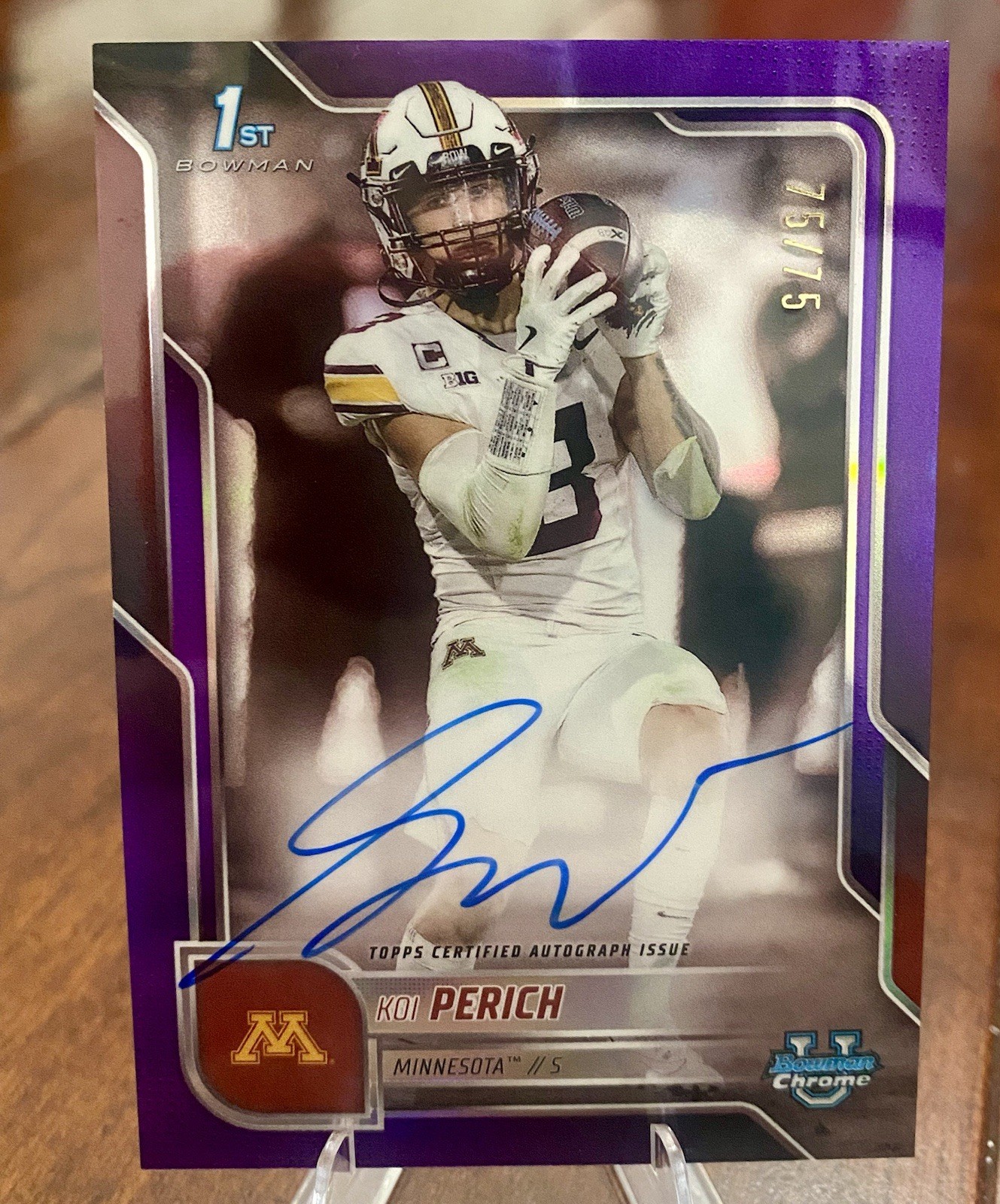 Koi Perich Bowman Chrome U 1st Purple /75 Auto 2025 Refractor #BCA-KP Minnesota 