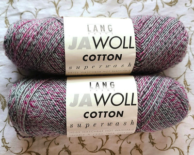 2 Skeins - Jawoll Cotton by Lang Yarns (49% Wool/35% Cotton/16% Nylon) Grey Marl