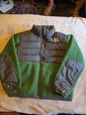 The North Face 550 Down Denali Fleece Jacket Coat Boys S Size 7/8 Gray and Green