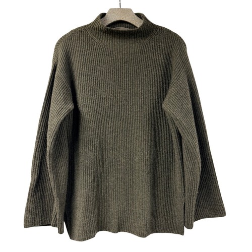 Everlane 100% Cashmere Sweater Green Pullover Hi Neck Medium