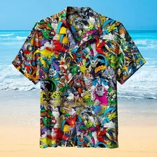 Superhero Comics Hawaiian Shirt Casual Button Down Shirt Unisex Adults S-5XL