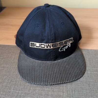 Vintage 1996 Budweiser Golf Hat Cap Beer Made in USA  Navy Blue &Gold OSFA