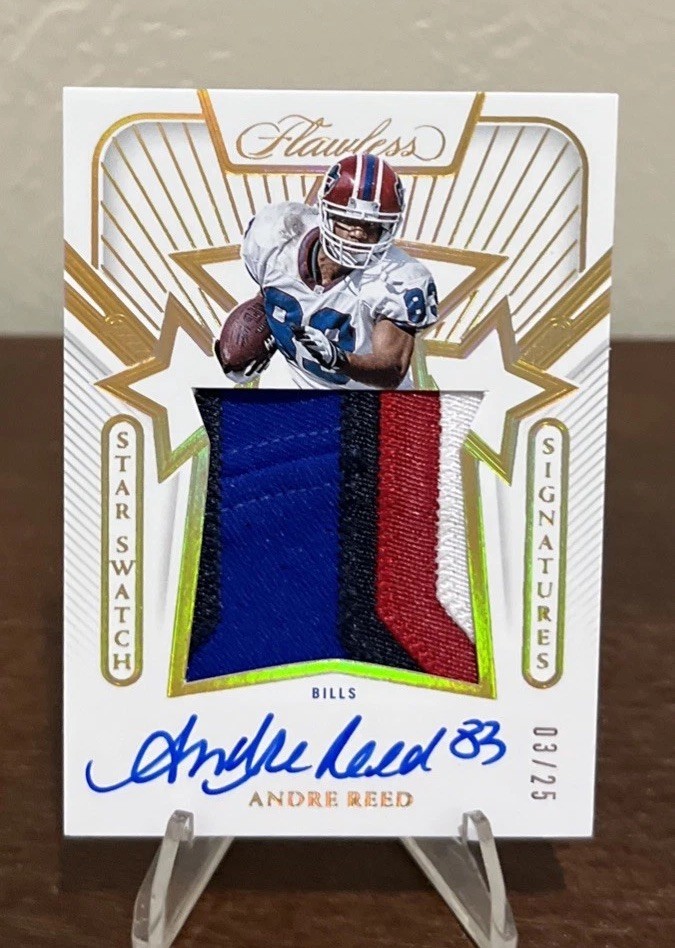 2024 Flawless Andre Reed On Card Autograph Star Swatch 4 Color Patch /25 -Bills