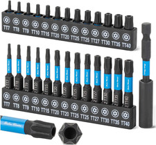 27 Pcs Impact Torx Bit Set 1 2 Long 14 Hex Shank Tt7-tt40 Security Torx Bit