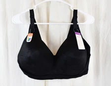 Warner's Womens No Side Effects Underarm & Back Smoothing Bra Black Size 2XL