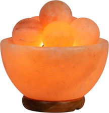 Himalayan Fire Bowl Salt Lamp Table Desk Dimmable Night Light 6 Massage Balls