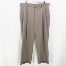 90s Vintage Brown Pleated Front Rolled Hem Khaki Dress Pants