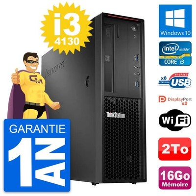 PC Lenovo Thinkstation P300 SFF Core i3-4130 RAM 16Go Disc 2To Windows 10 Wifi