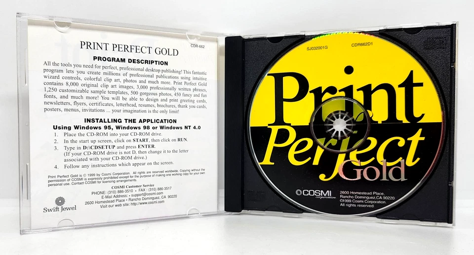 PRINT PERFECT GOLD DESKTOP PUBLISHER with WIZARDS CD-ROM (1999) SWIFT JEWEL - Image 3 of 3
