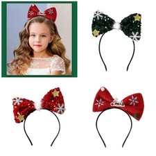 Adjustable Elastics Sequined Hair Hoop Christmas Celebrations Headbands