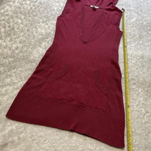 vintage 2000s sweater dress hooded academia grunge schoolgirl y2k burgundy S - Picture 14 of 16
