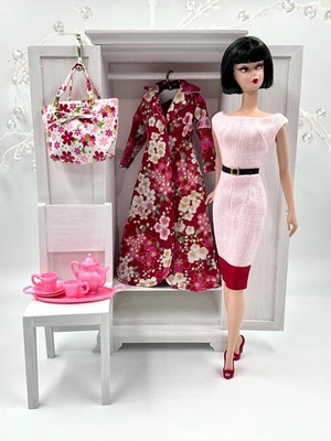 Artisan Made Long Coat, MATISSE Dress + MM Shoes, Tote For SILKSTONE Barbie Doll