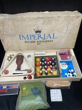 Imperial Billiard Accesories Kit With Vintage Aramith Balls Cover Brush Rack 