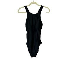 Time and True Womens Solid Black One Piece Swimsuit Large Pool Workout Beach