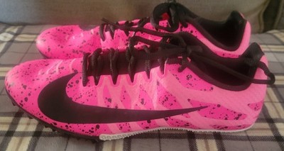 Nike Zoom Rival S Track Spikes Pink Black Paint Splatter Racing Shoes Size 8