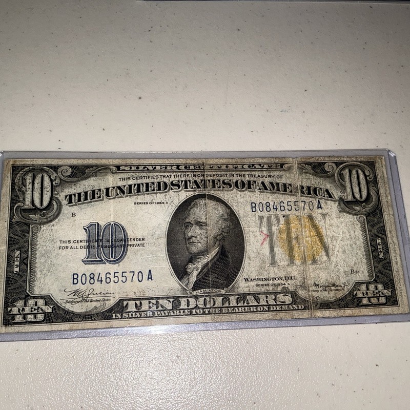 U.S. 10 Dollar   Series 1934 A   North Africa s/n B08465570A