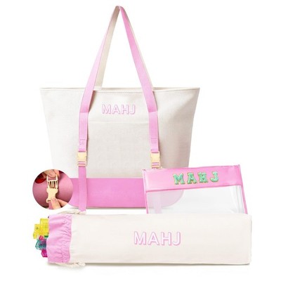 Mahjong Tile Bags Canvas Tote Organizer Portable Case Pink Mykng Nzw Empty Tiles