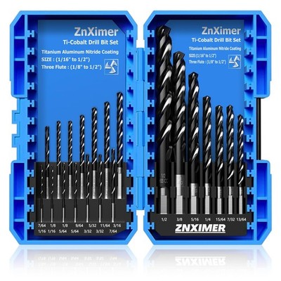 Triple Spiral Flute Cobalt Drill Bit Set (- TiAlN Coated), Metal Drill Bit Se...