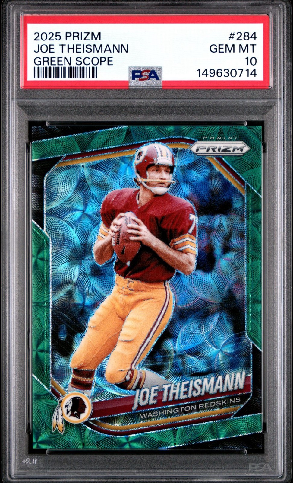 🏈💎POP 2! PSA 10 GEM MT 2025 Prizm JOE THEISMANN Green Scope Prizm /75 Redskins view 1