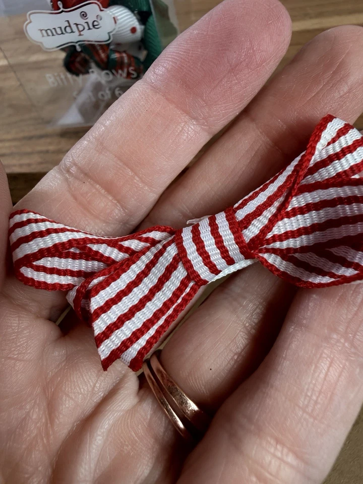 Mud Pie Bitty Mini Hair Bows NEW Set of 6 Christmas - Image 2 of 4