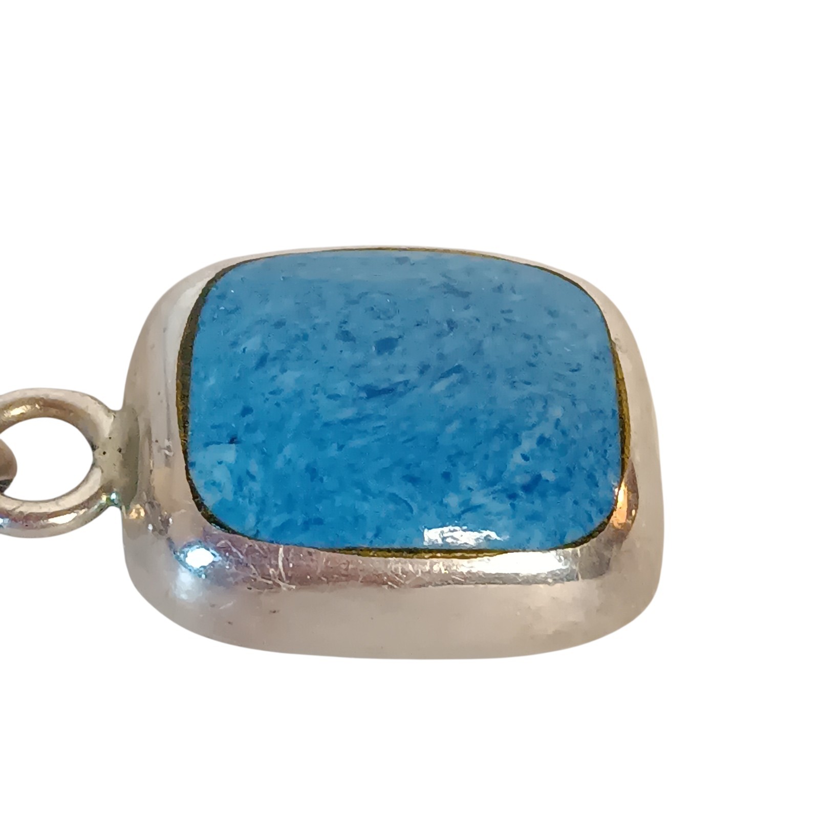 Large Sterling Silver Rectangle Blue Turquoise Co… - image 9