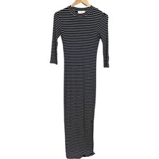 Just Female Striped Nine Maxi Dress Blue Ribbed Stretchy Maxi Size XS