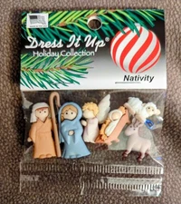 NEW Dress It Up NATIVITY 6 Pc Button Set: Holy Family, Angel, Sheep & Donkey