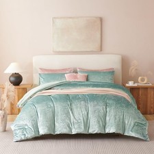 Comforter Set Queen Size Aqua Green,Crushed Velvet Luxury Bedding Set Winter ...