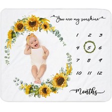 Baby Milestone Blanket for Baby Girl Newborn Monthly Milestone Picture Blanke...