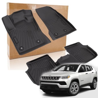 Front & Rear Floor Mats Carpet Black Fit For Jeep Compass 2017-2025 All Weather