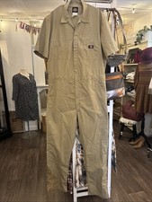 Dickies Coverall Workwear Short Sleeve Tan Size Large Tall Multiple Pocket