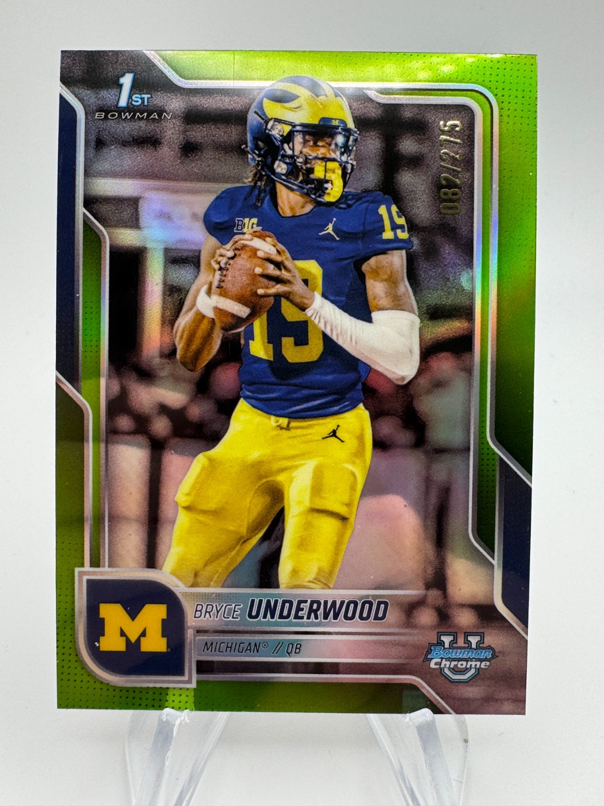 2025 Bowman Chrome University BRYCE UNDERWOOD Lime Green Refractor 1st /275 #196