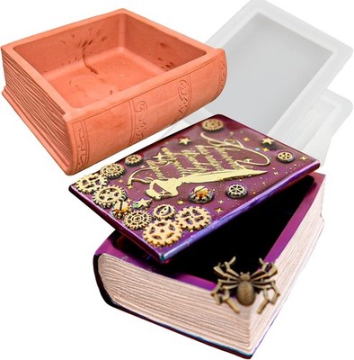 Wehous Resin Box Mold with Lid Book Shape Storage Box Silicone Molds for Epoxy R