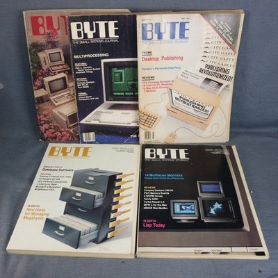 Byte Magazine Five Various Issues May 1982 May 1985 May 1987 Jan & Feb 1988