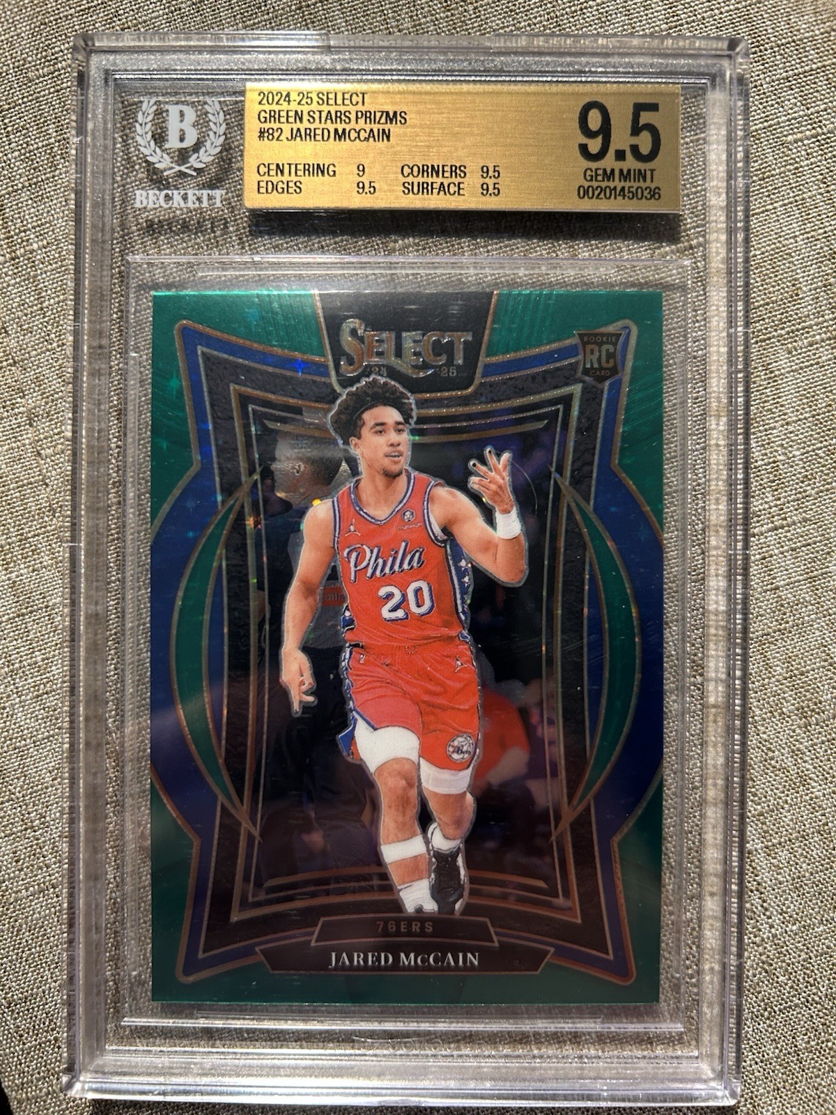 2024-25 Select - Concourse Jared McCain #82 Green Stars Prizm (RC) BGS 9.5