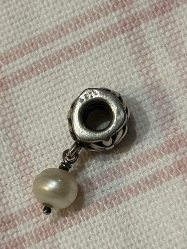 AUTH PANDORA Sterling Silver 925 FLOWER PEARL dangle bead ALE - Picture 2 of 3