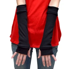Cotton Fingerless Gloves Black Arm Warmers Elbow Length Armwarmers Winter Mens