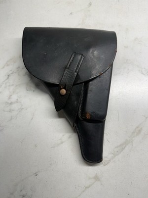 VTG Wunderlich Berlin 1963 P38 Black Leather Holster German Military W/ Flap