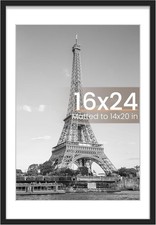 upsimples 16x24 Picture Frame, Display Pictures 14x20 with Mat 16x24, Black