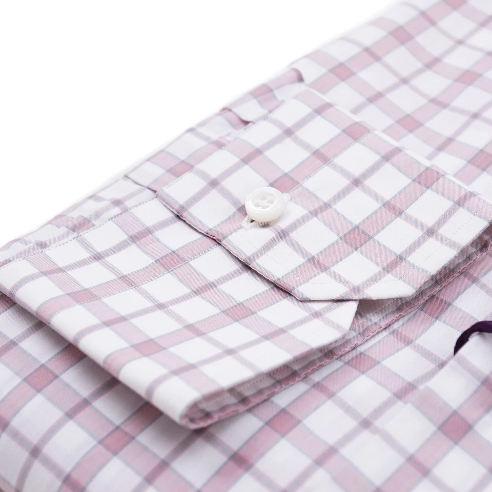 Camisa de vestir Isaia regular-fit 'Italia' rosa y gris a cuadros de algodón 15,75 Foto 2 de 4