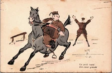 Military Soldier is Horseback Riding Vintage Postcard B151