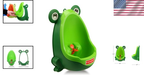 Cute Frog Potty Training Urinal for Boys with Fun Aiming Target - Blackish Green - Picture 2 of 9