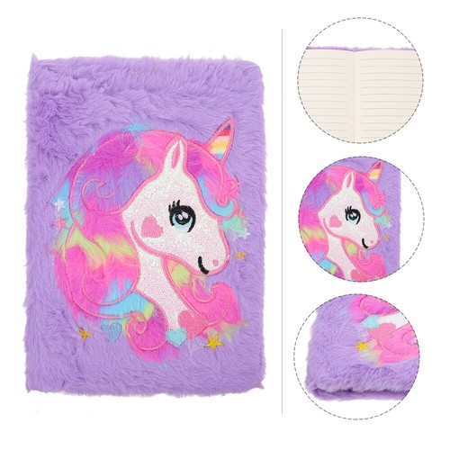 2 Count Plush Notebook Creative Unicorns Notepad Scrapbook Travel Girl - Picture 2 of 12