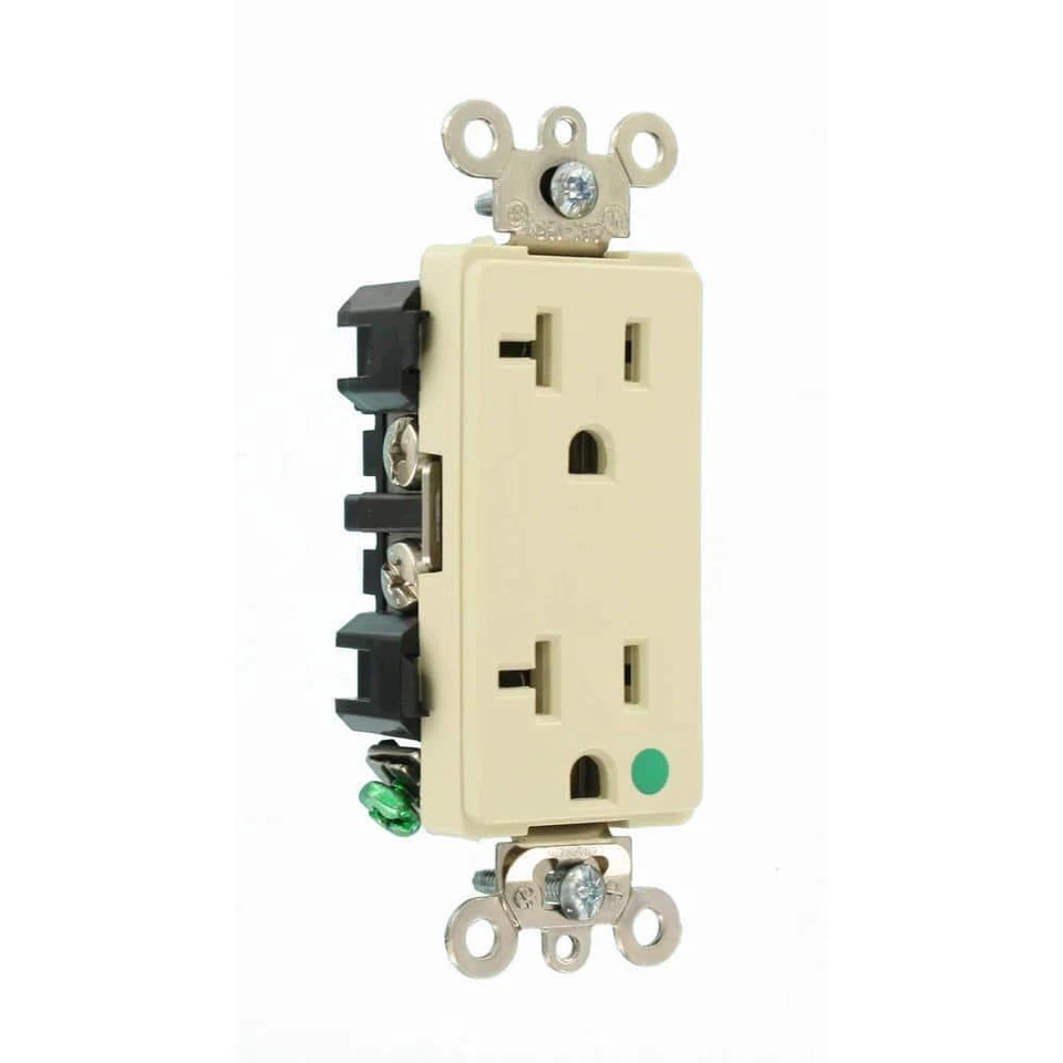 Salida dúplex de conexión a tierra automática extra resistente Decora Plus 20 amperios grado hospitalario, Foto 2 de 4