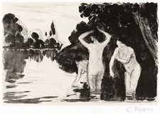 10138.Decor Poster.Room wall art design.Camille Pissarro painting.Women Bathers